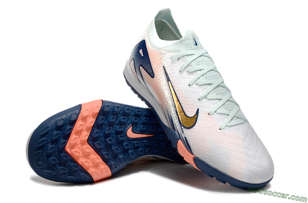 Nike Air Zoom Mercurial Vapor 16 Elite TF Artificial Turf Soccer Shoes - Jade/Gold/Blue 4