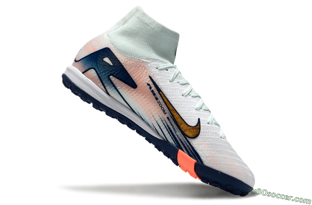 Nike Air Zoom Mercurial Superfly 10 Elite TF Artificial Turf Soccer Shoes - Jade/Gold/Pink 5