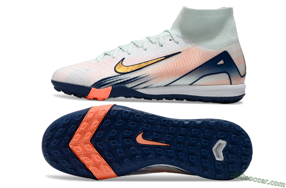 Nike Air Zoom Mercurial Superfly 10 Elite TF Artificial Turf Soccer Shoes - Jade/Gold/Pink 0