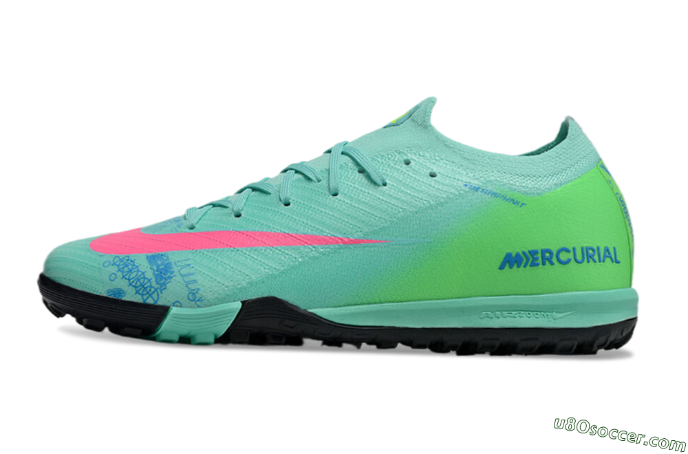 Nike Air Zoom Mercurial Vapor 16 Elite TF Artificial Turf Soccer Shoes - Jade/Pink/Blue 2