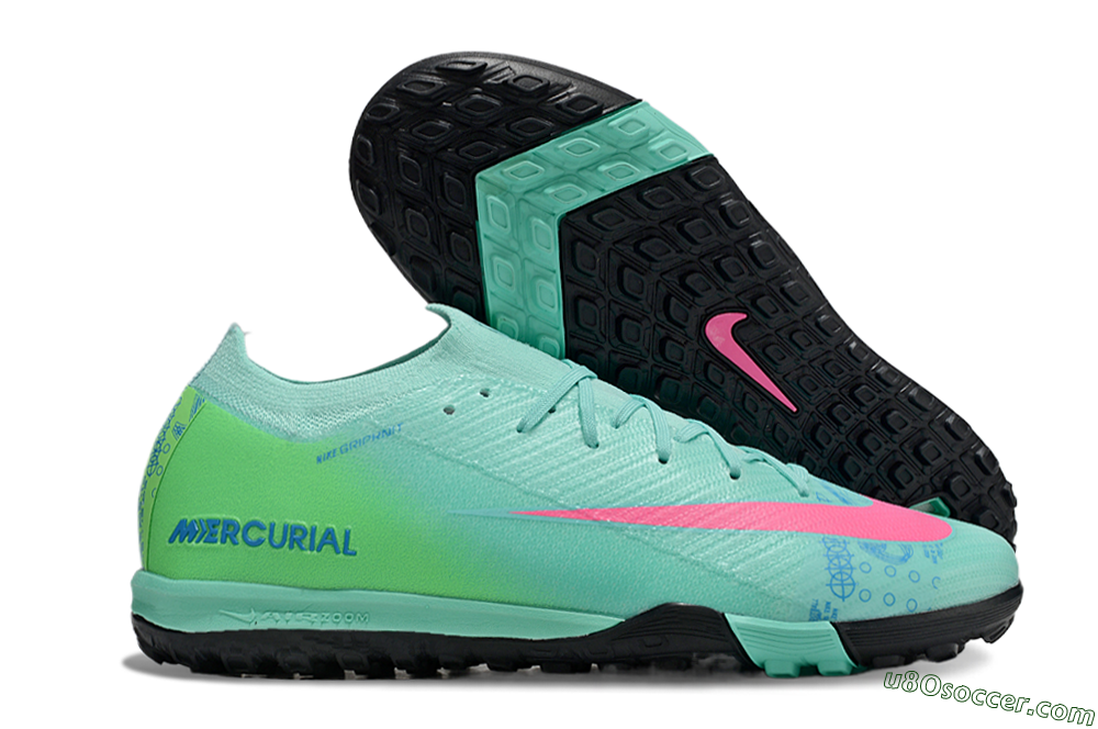 Nike Air Zoom Mercurial Vapor 16 Elite TF Artificial Turf Soccer Shoes - Jade/Pink/Blue 1