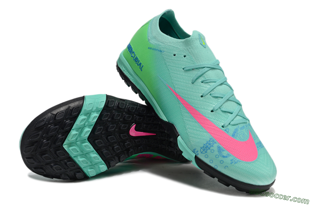 Nike Air Zoom Mercurial Vapor 16 Elite TF Artificial Turf Soccer Shoes - Jade/Pink/Blue 3