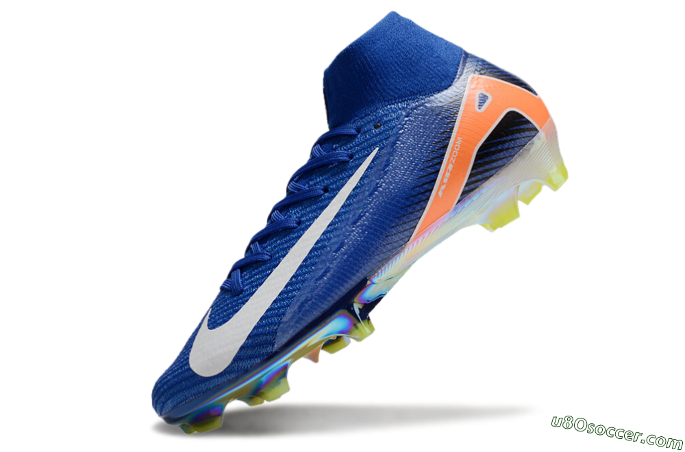 Nike Air Zoom Mercurial Superfly 10 Elite FG Firm Ground Soccer Cleats - Blue/White/Orange/Gold 5