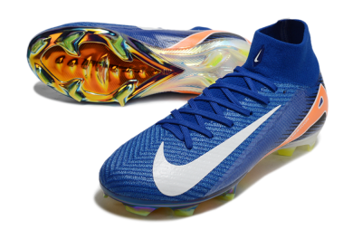 Nike Air Zoom Mercurial Superfly 10 Elite FG Firm Ground Soccer Cleats - Blue/White/Orange/Gold