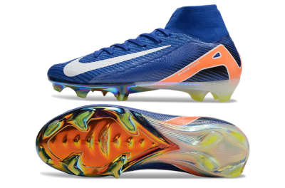 Nike Air Zoom Mercurial Superfly 10 Elite FG Firm Ground Soccer Cleats - Blue/White/Orange/Gold
