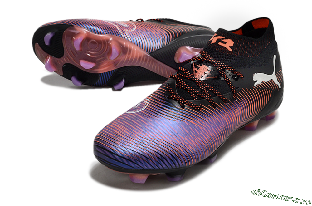 Puma Future 8 Ultimate FG Firm Ground Soccer Cleats - Black/Purple/Red 3
