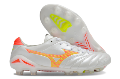 Mizuno Morelia Neo 4 FG Firm Ground Soccer Cleats - White/Red/Yellow