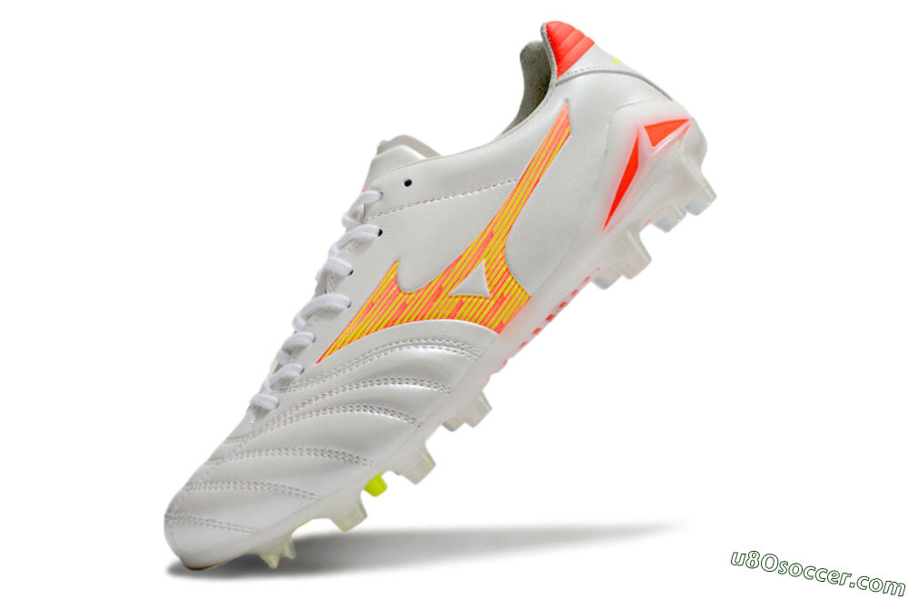 Mizuno Morelia Neo 4 FG Firm Ground Soccer Cleats - White/Red/Yellow 5