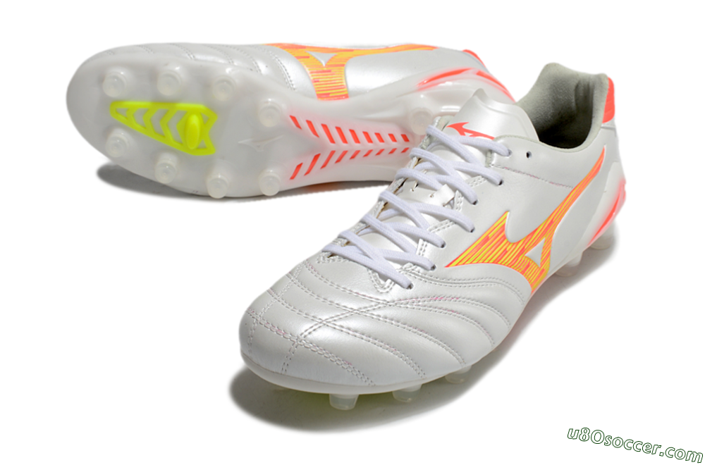Mizuno Morelia Neo 4 FG Firm Ground Soccer Cleats - White/Red/Yellow 3