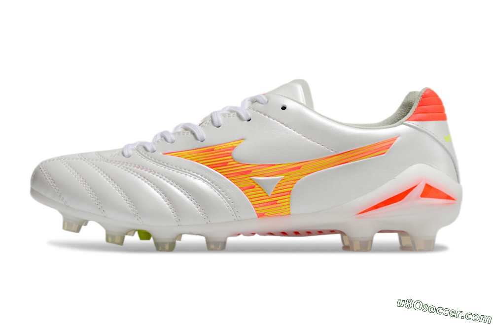 Mizuno Morelia Neo 4 FG Firm Ground Soccer Cleats - White/Red/Yellow 2