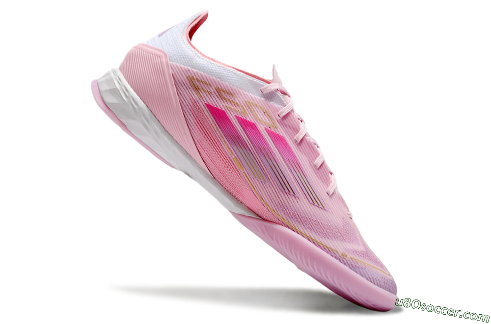 Adidas F50 Pro IC Indoor & Futsal Soccer Shoes - Pink/Gold/White 4