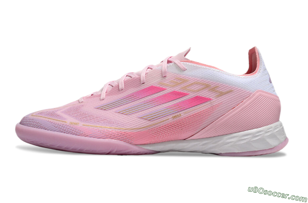 Adidas F50 Pro IC Indoor & Futsal Soccer Shoes - Pink/Gold/White 2