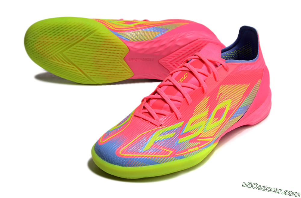 Adidas F50 Pro IC Indoor & Futsal Soccer Shoes - Pink/Yellow/Blue 3