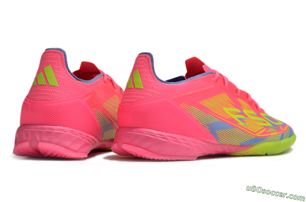 Adidas F50 Pro IC Indoor & Futsal Soccer Shoes - Pink/Yellow/Blue 6