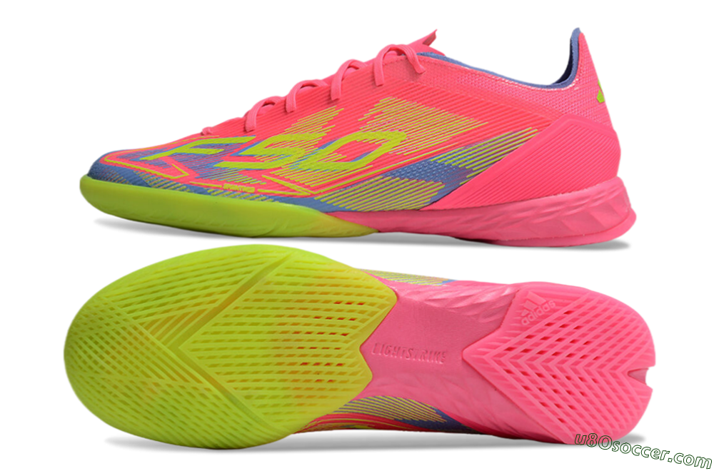 Adidas F50 Pro IC Indoor & Futsal Soccer Shoes - Pink/Yellow/Blue 0