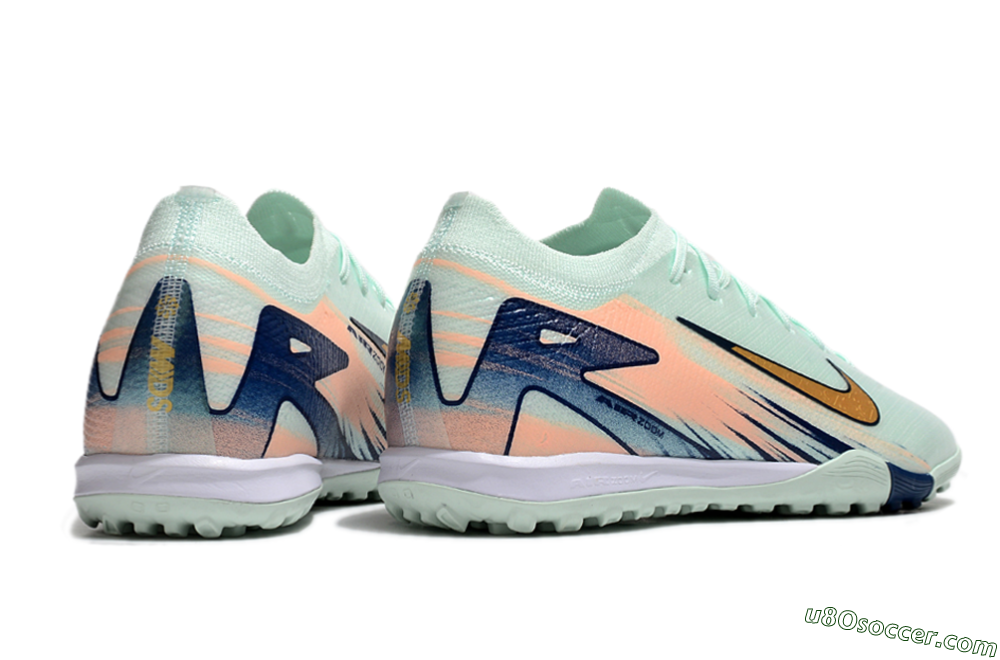 Nike Air Zoom Mercurial Vapor 16 Elite TF Artificial Turf Soccer Shoes - Jade/Gold/Blue 6