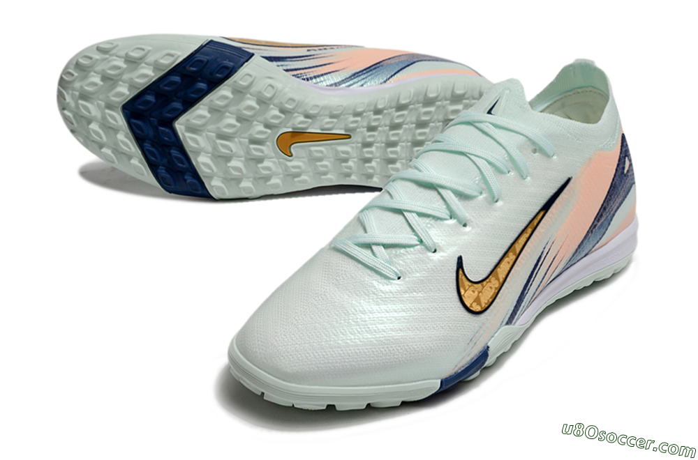 Nike Air Zoom Mercurial Vapor 16 Elite TF Artificial Turf Soccer Shoes - Jade/Gold/Blue 3