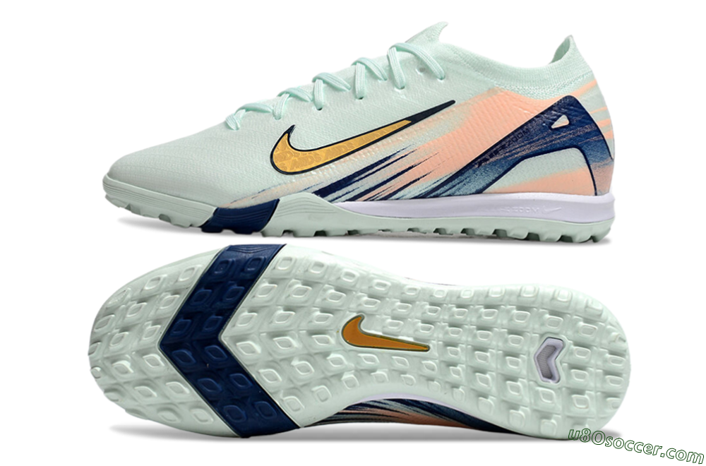 Nike Air Zoom Mercurial Vapor 16 Elite TF Artificial Turf Soccer Shoes - Jade/Gold/Blue 0