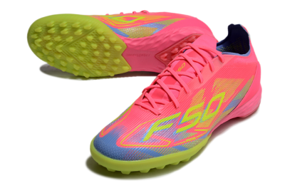Adidas F50 Pro TF Artificial Turf Soccer Shoes - Pink/Blue/Yellow