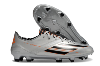Adidas F50 Adizero FG Firm Ground Soccer Cleats - Silver/Black/Orange