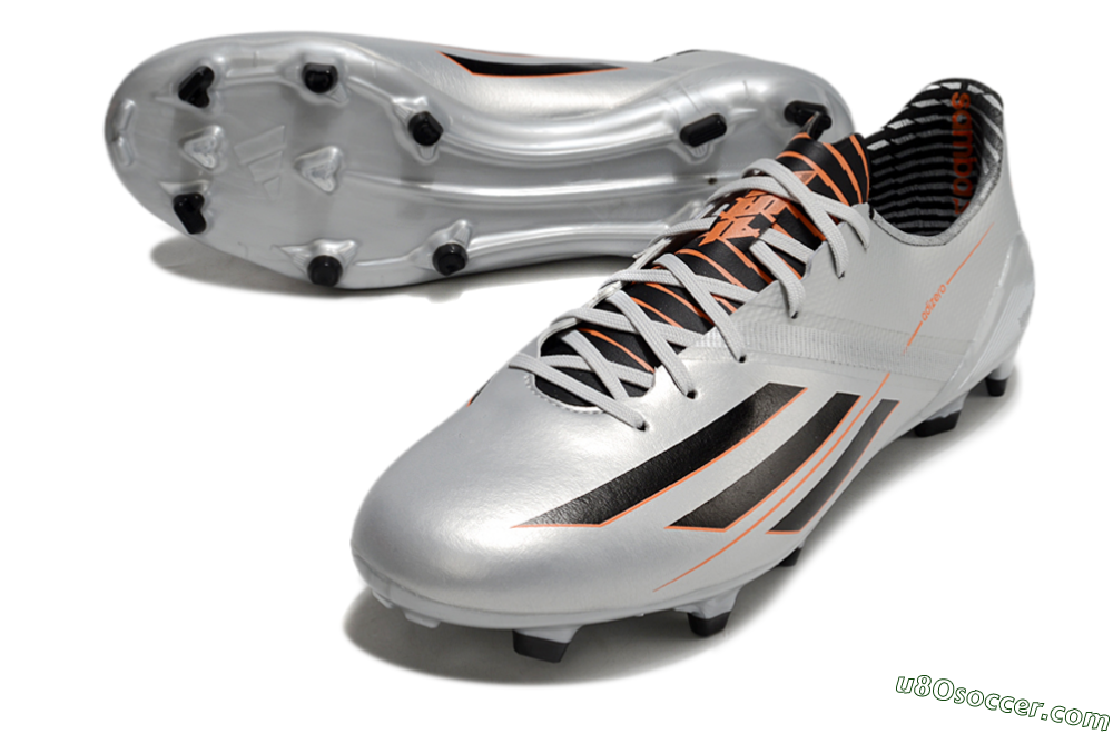Adidas F50 Adizero FG Firm Ground Soccer Cleats - Silver/Black/Orange 3