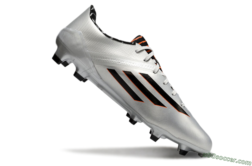 Adidas F50 Adizero FG Firm Ground Soccer Cleats - Silver/Black/Orange 4