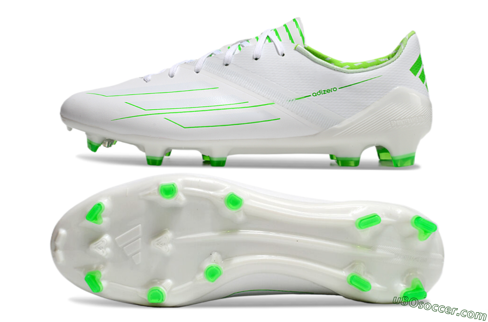 Adidas F50 Adizero FG Firm Ground Soccer Cleats - White/Green 0