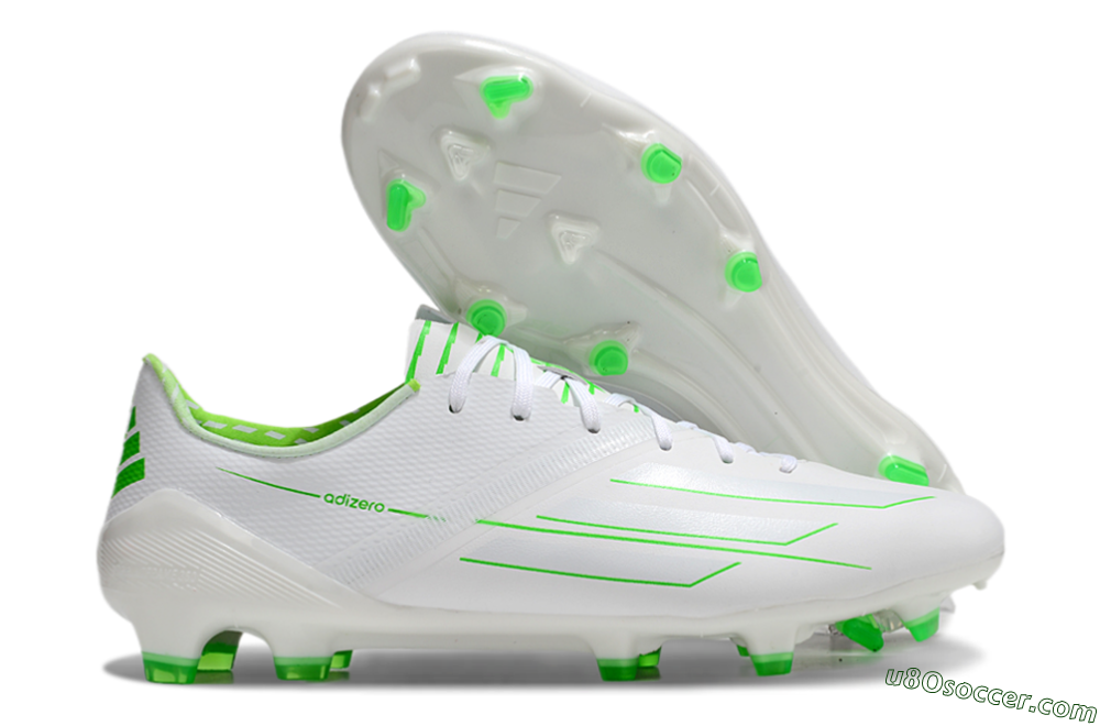 Adidas F50 Adizero FG Firm Ground Soccer Cleats - White/Green 1