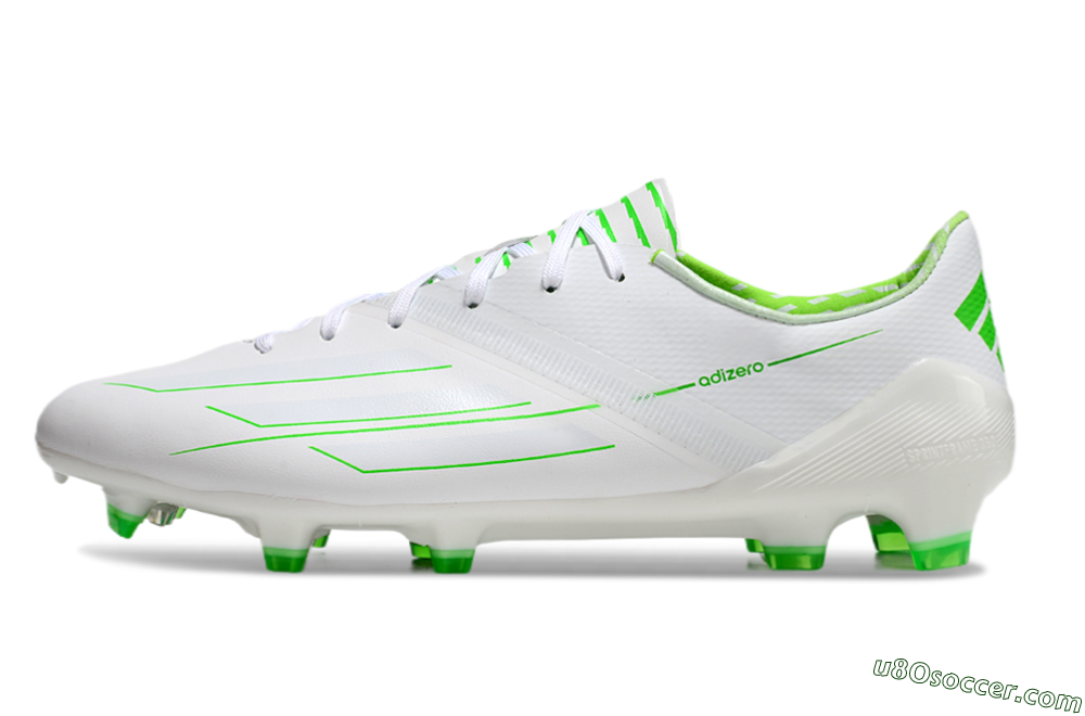 Adidas F50 Adizero FG Firm Ground Soccer Cleats - White/Green 2