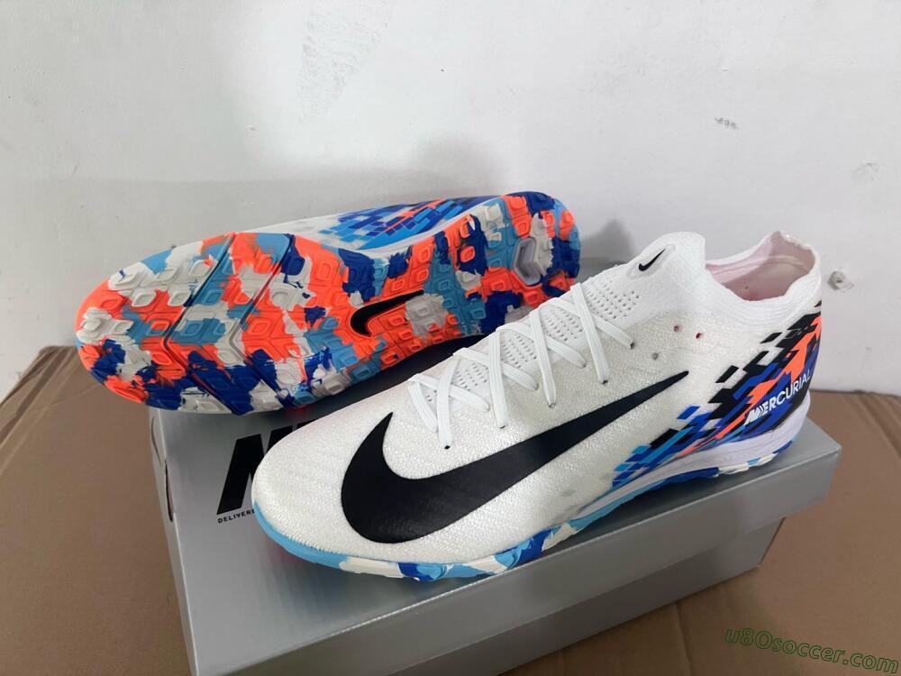 Nike Air Zoom Mercurial Vapor 16 Elite TF Artificial Turf Soccer Shoes - White/Blue/Orange