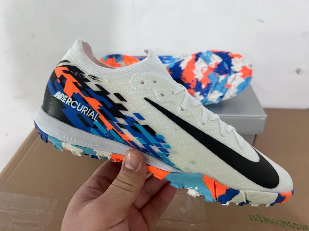 Nike Air Zoom Mercurial Vapor 16 Elite TF Artificial Turf Soccer Shoes - White/Blue/Orange