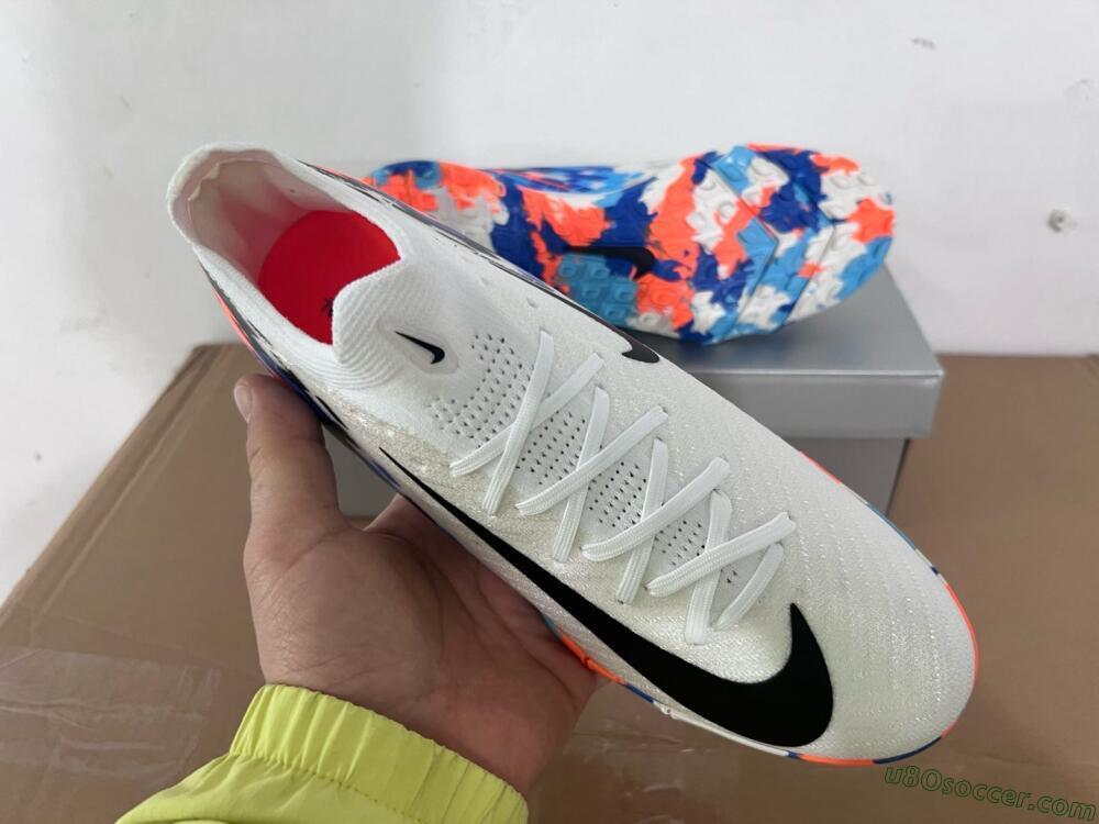 Nike Air Zoom Mercurial Vapor 16 Elite TF Artificial Turf Soccer Shoes - White/Blue/Orange