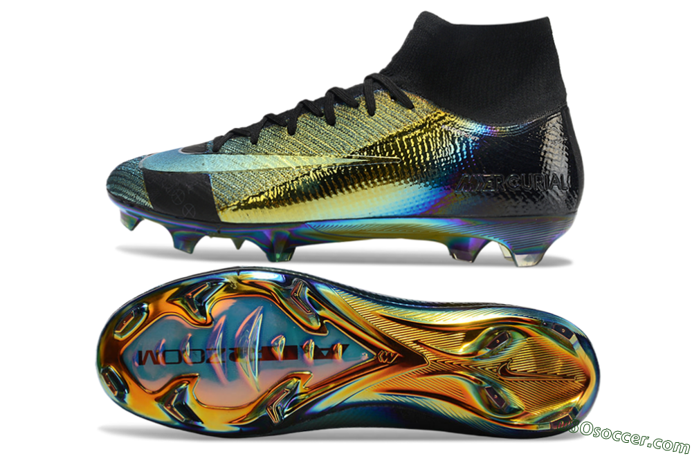 Nike Air Zoom Mercurial Superfly 10 Elite FG Firm Ground Soccer Cleats - Laser/Black/Gold 0