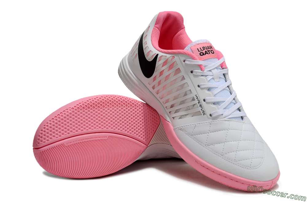 Nike Lunar Gato 2 IC Indoor & Futsal Soccer Shoes - White/Pink/Black 4