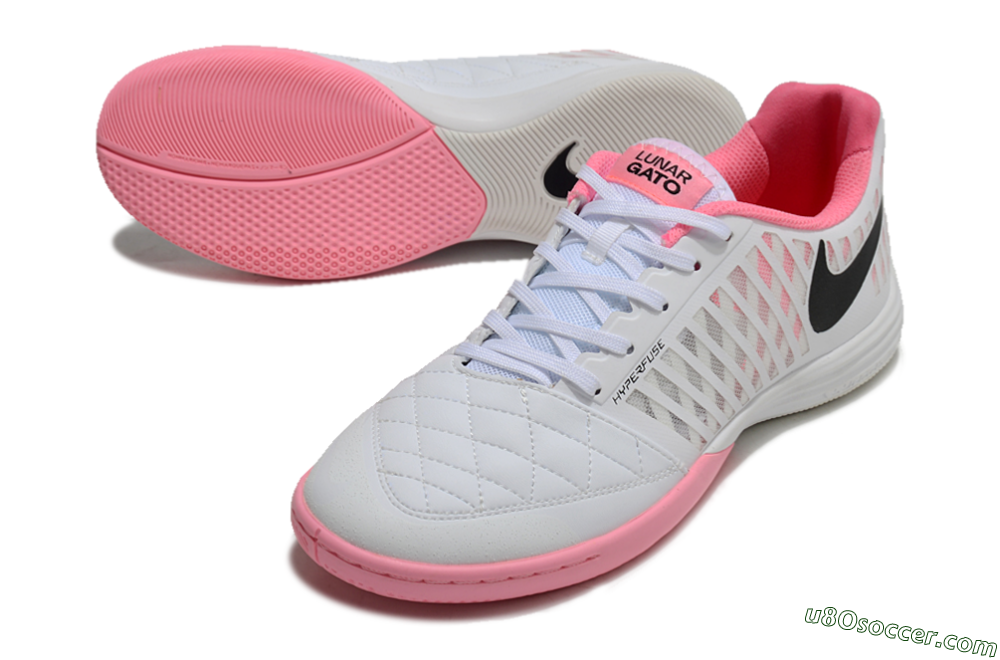 Nike Lunar Gato 2 IC Indoor & Futsal Soccer Shoes - White/Pink/Black 3