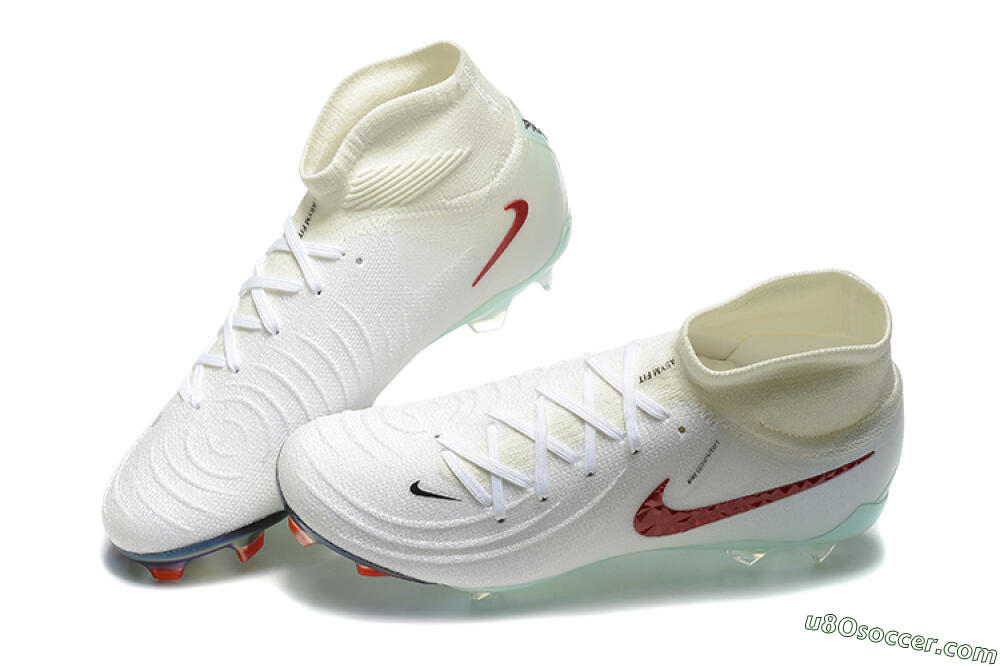 Nike Phantom Luna Elite NU FG Firm Ground Soccer Cleats - White/Red/Jade 6