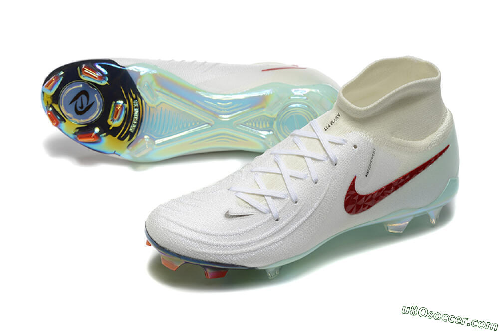 Nike Phantom Luna Elite NU FG Firm Ground Soccer Cleats - White/Red/Jade 3