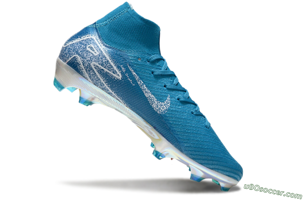Nike Air Zoom Mercurial Superfly 10 Elite FG Firm Ground Soccer Cleats - Blue/White/Gold 4