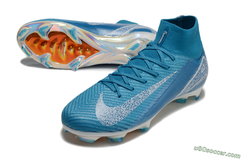 Nike Air Zoom Mercurial Superfly 10 Elite FG Firm Ground Soccer Cleats - Blue/White/Gold 3