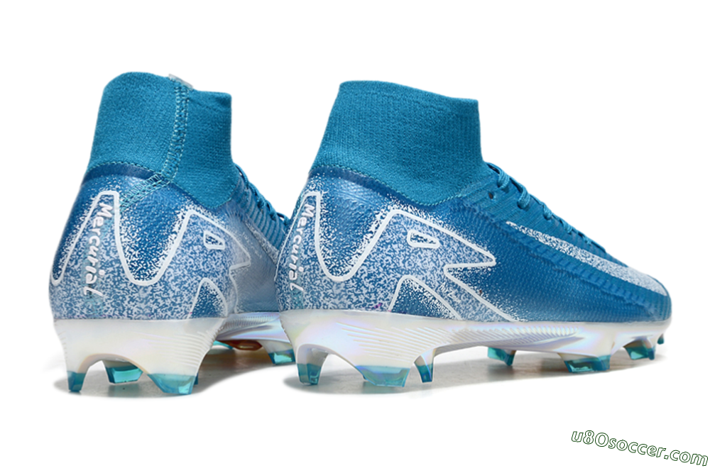 Nike Air Zoom Mercurial Superfly 10 Elite FG Firm Ground Soccer Cleats - Blue/White/Gold 6