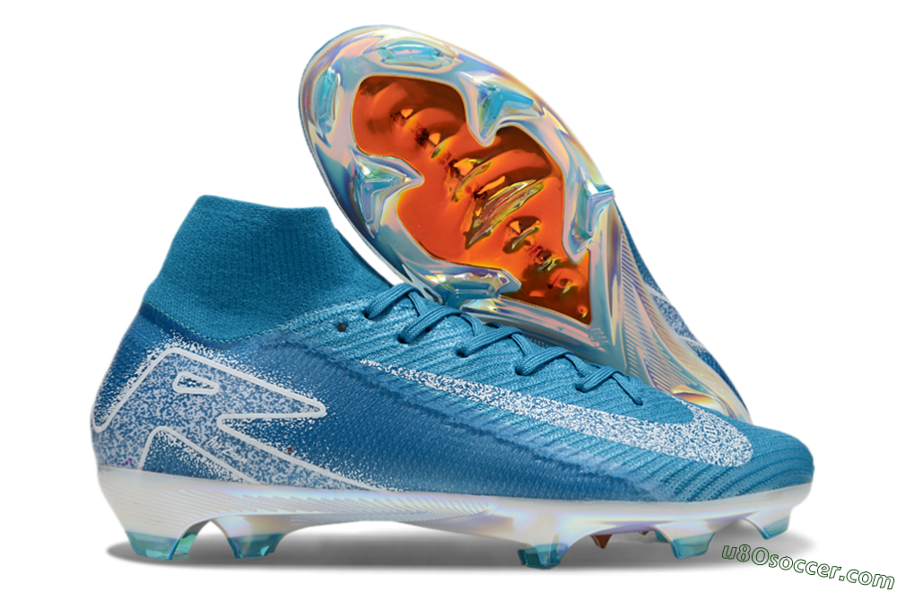Nike Air Zoom Mercurial Superfly 10 Elite FG Firm Ground Soccer Cleats - Blue/White/Gold 1