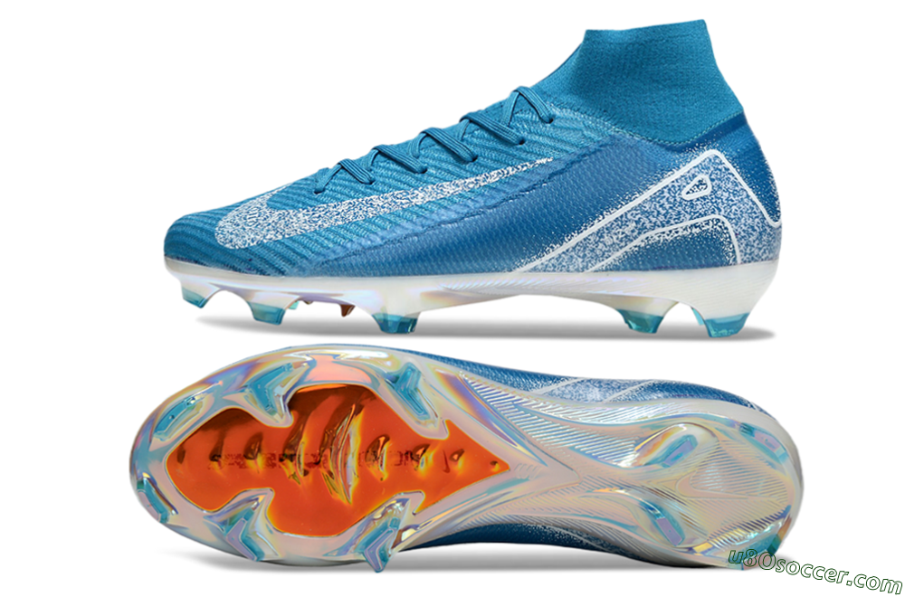 Nike Air Zoom Mercurial Superfly 10 Elite FG Firm Ground Soccer Cleats - Blue/White/Gold 0