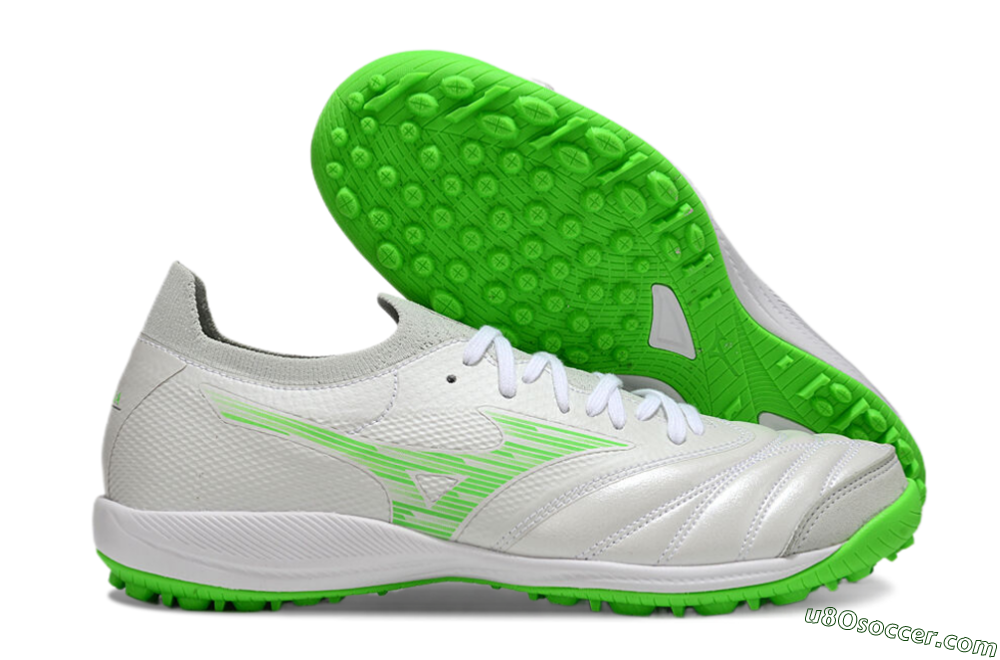 Mizuno Morelia Neo Sala M8 TF Artificial Turf Soccer Shoes - Grey/Green/White 1