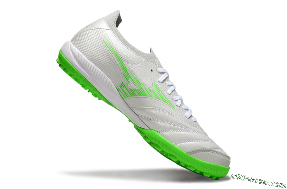 Mizuno Morelia Neo Sala M8 TF Artificial Turf Soccer Shoes - Grey/Green/White 4