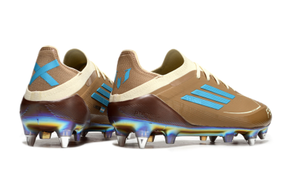 Messi x Adidas F50 Elite Benito SG Soft Ground Soccer Cleats - Brown/White/Blue