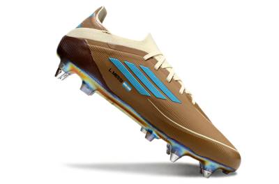 Messi x Adidas F50 Elite Benito SG Soft Ground Soccer Cleats - Brown/White/Blue