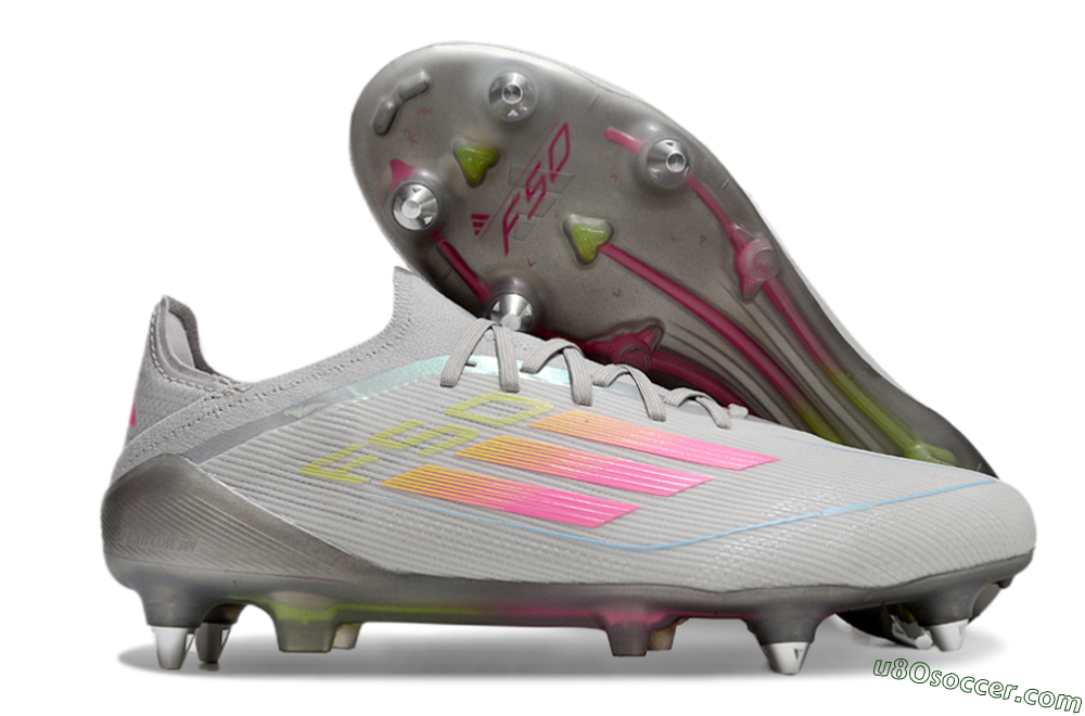 Adidas F50 Elite SG Soft Ground Soccer Cleats - Grey/Pink/Yellow 1