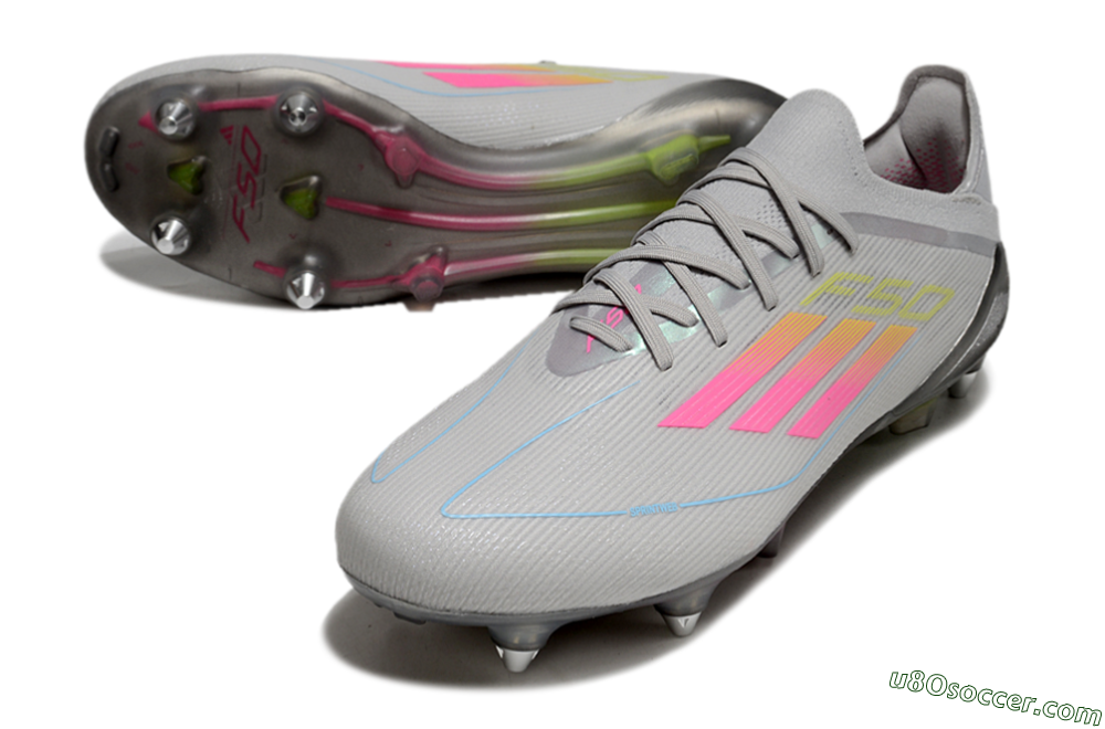 Adidas F50 Elite SG Soft Ground Soccer Cleats - Grey/Pink/Yellow 0