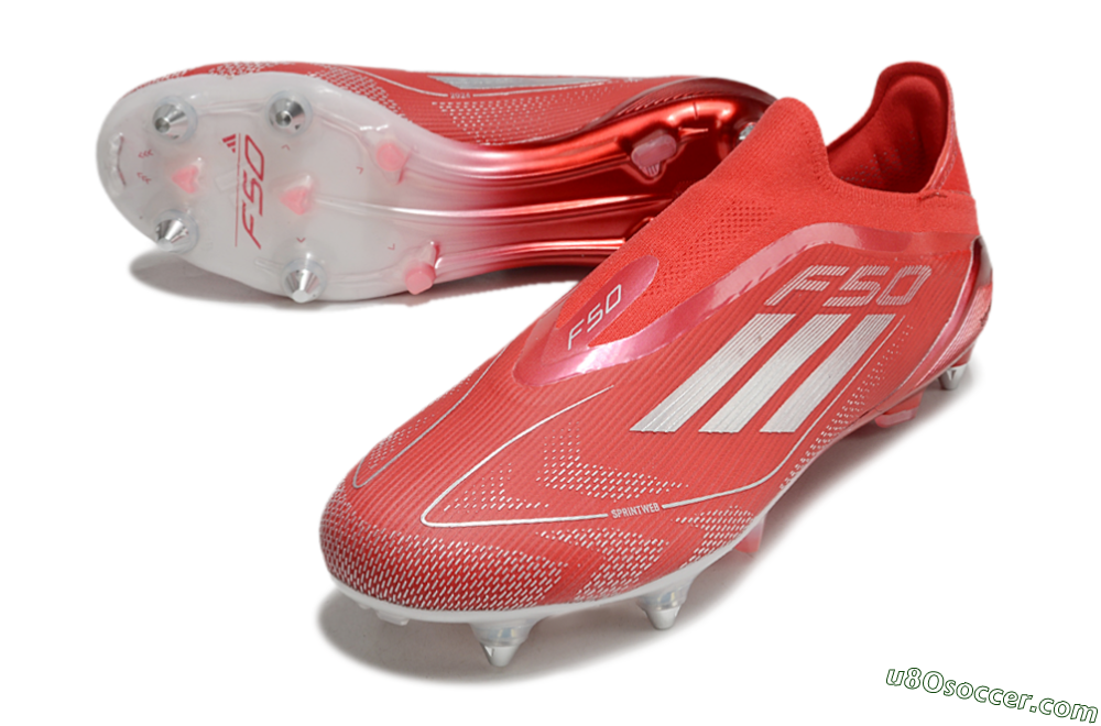 Adidas F50 Elite Laceless SG Soft Ground Soccer Cleats - Red/Silver 3