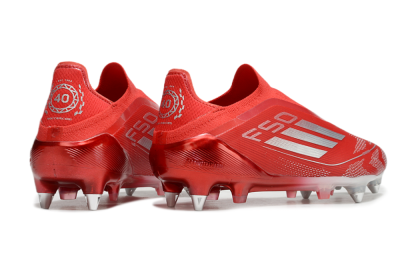 Adidas F50 Elite Laceless SG Soft Ground Soccer Cleats - Red/Silver